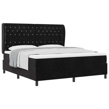 Box spring seng med madras Sort 200 x 180 cm Fløjl