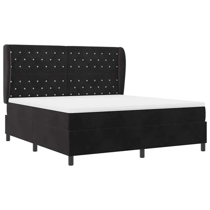 Box spring seng med madras Sort 200 x 180 cm Fløjl
