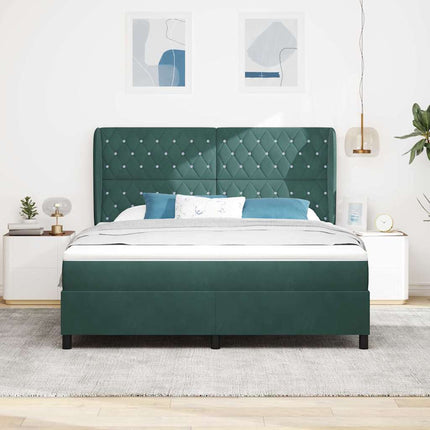 Box spring seng med madras Mørkegrøn 200 x 180 cm Fløjl