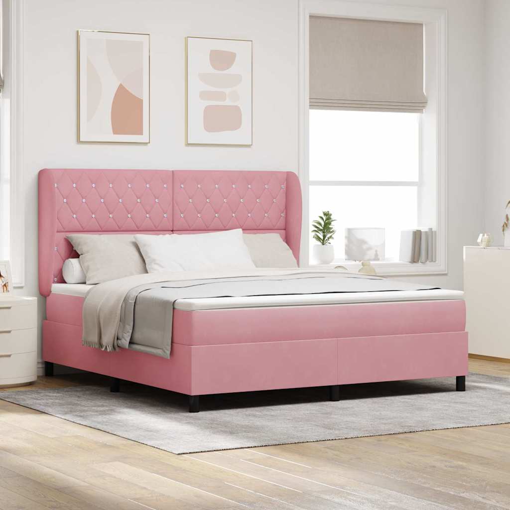 Box spring seng med hovedgrde Lyserd 200 x 180 cm Fljl