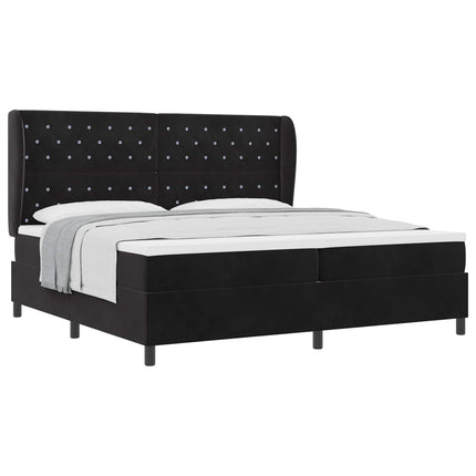 Box spring seng med madras Sort 200 x 200 cm Fløjl
