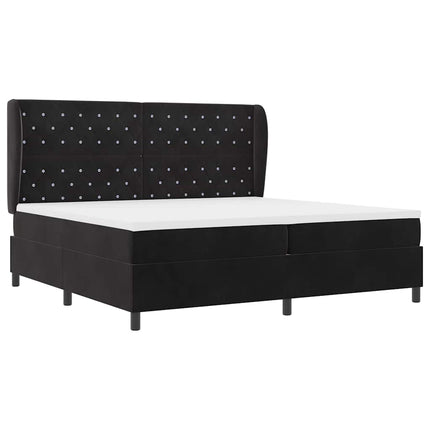 Box spring seng med madras Sort 200 x 200 cm Fløjl