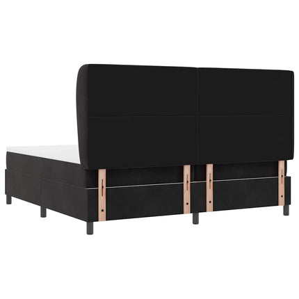 Box spring seng med madras Sort 200 x 200 cm Fløjl