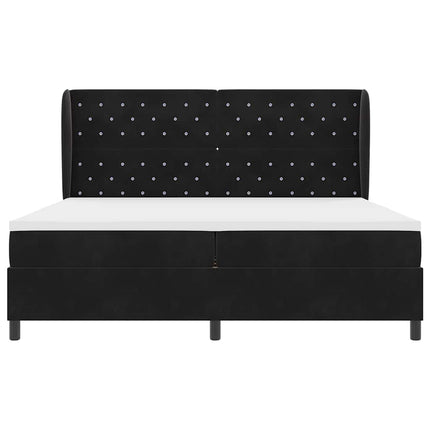 Box spring seng med madras Sort 200 x 200 cm Fløjl
