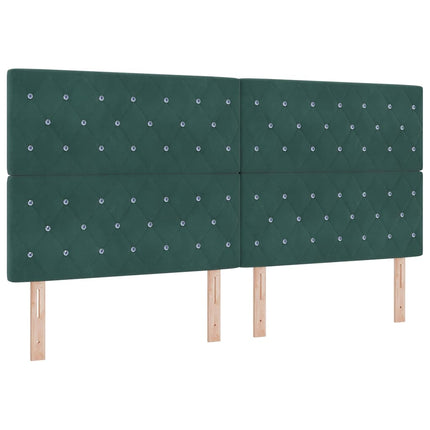 Box spring seng med hovedgærde Mørkegrøn 200 x 200 cm Fløjl