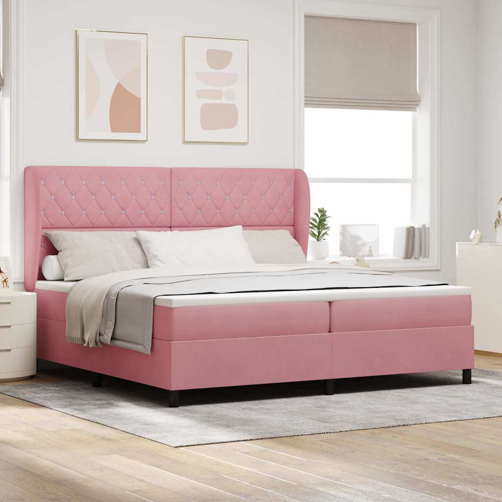 Box spring seng med hovedgrde Lyserd 200 x 200 cm Fljl