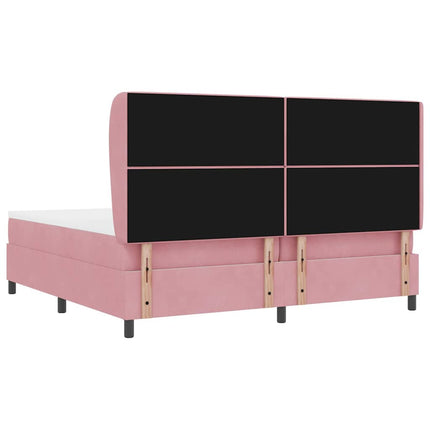Box spring seng med hovedgærde Lyserød 200 x 200 cm Fløjl