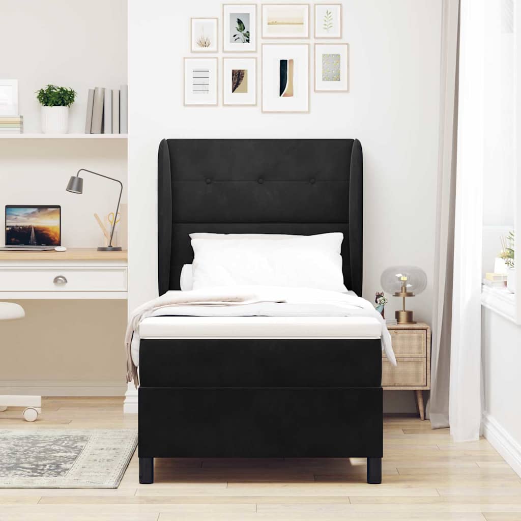 Box spring seng med hovedgrde Sort 200 x 80 cm Fljl