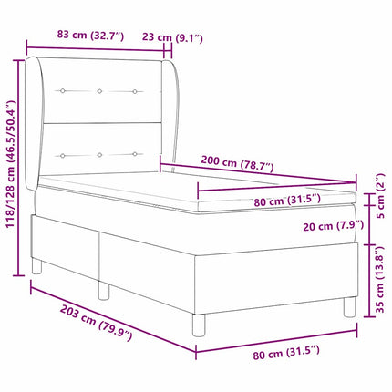 Box spring seng med hovedgærde Sort 200 x 80 cm Fløjl