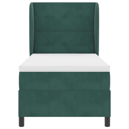 Box spring seng med hovedgærde Mørkegrøn 190 x 90 cm Fløjl