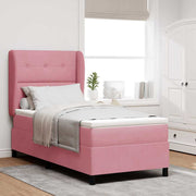 Box spring seng med madras Lyserød 190 x 90 cm Fløjl