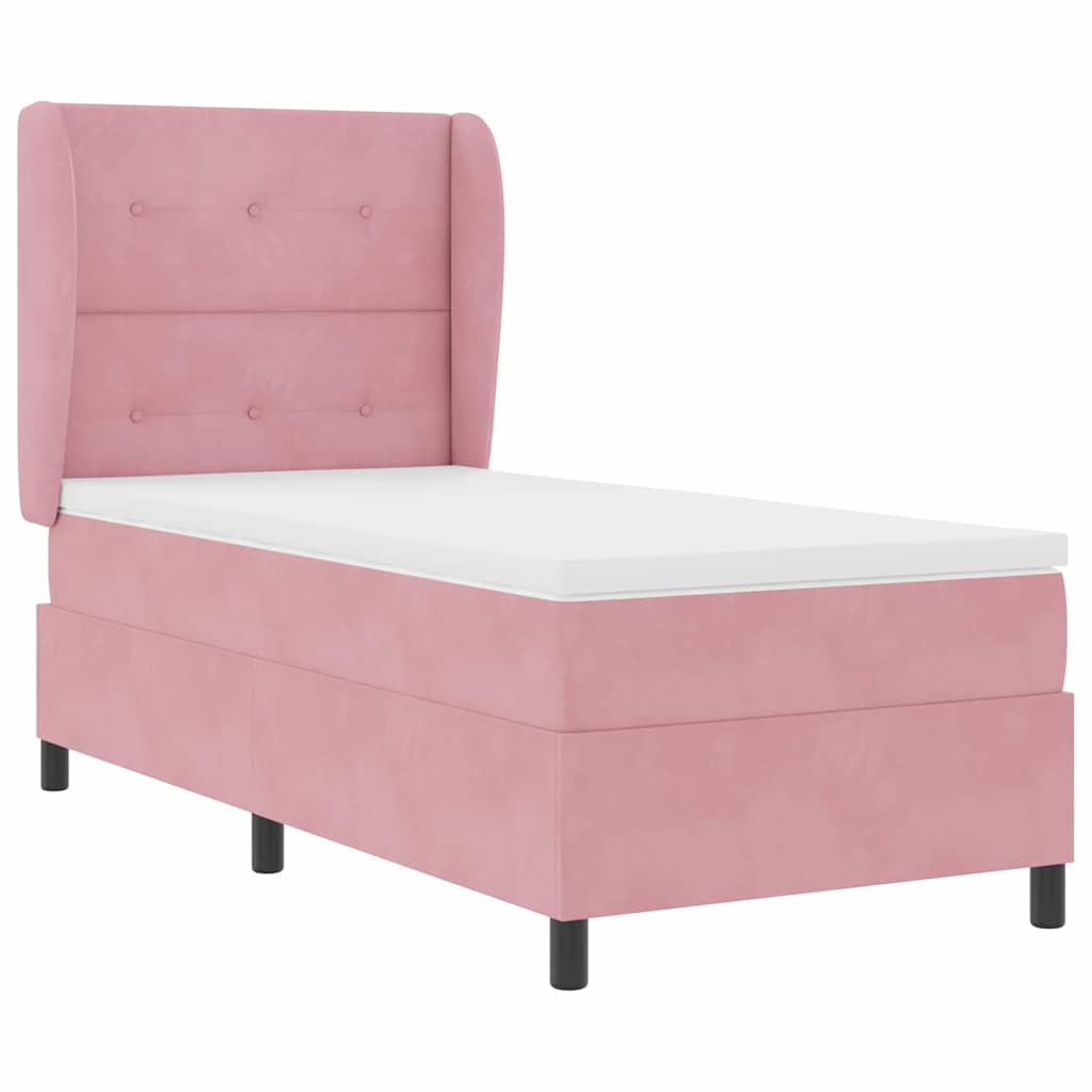 Box spring seng med madras Lyserød 190 x 90 cm Fløjl
