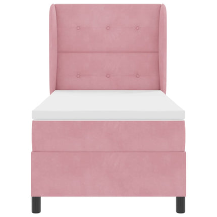 Box spring seng med hovedgærde Lyserød 190 x 90 cm Fløjl