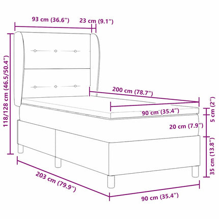 Box spring seng med hovedgærde Sort 200 x 90 cm Fløjl
