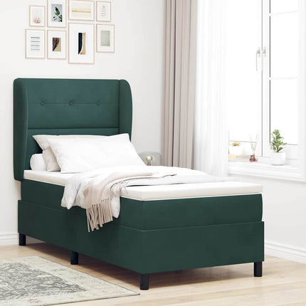 Box spring seng med hovedgærde Mørkegrøn 200 x 100 cm Fløjl