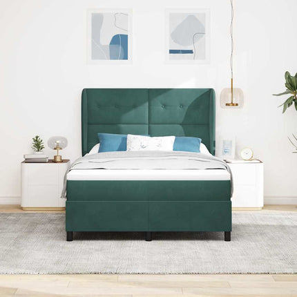 Box spring seng med hovedgærde Mørkegrøn 190 x 140 cm Fløjl