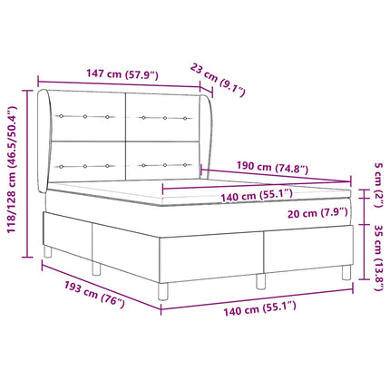Box spring seng med hovedgærde Mørkegrøn 190 x 140 cm Fløjl