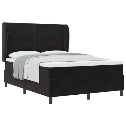 Box spring seng med hovedgærde Sort 200 x 160 cm Fløjl