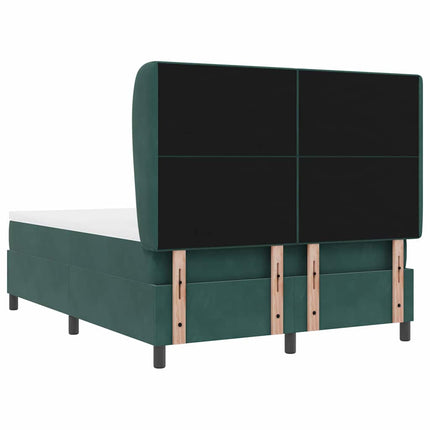 Box spring seng med hovedgærde Mørkegrøn 200 x 160 cm Fløjl
