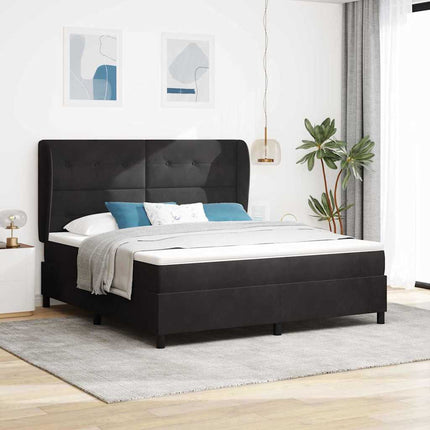Box spring seng med hovedgærde Sort 200 x 180 cm Fløjl