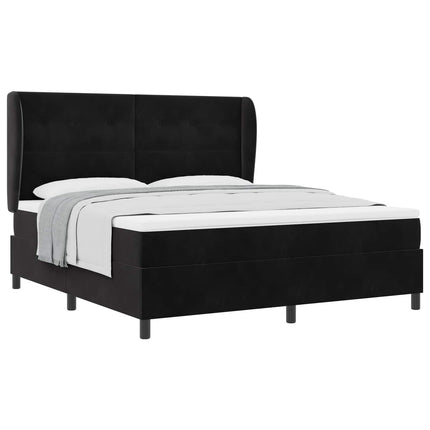 Box spring seng med hovedgærde Sort 200 x 180 cm Fløjl