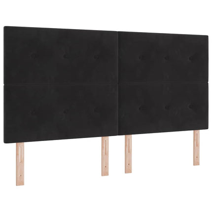 Box spring seng med hovedgærde Sort 200 x 180 cm Fløjl