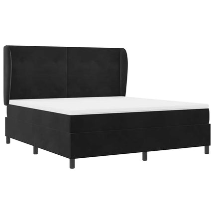 Box spring seng med hovedgærde Sort 200 x 180 cm Fløjl