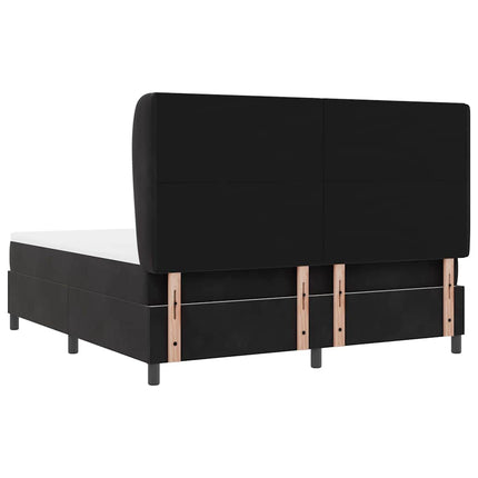 Box spring seng med hovedgærde Sort 200 x 180 cm Fløjl