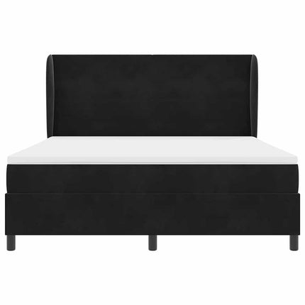 Box spring seng med hovedgærde Sort 200 x 180 cm Fløjl