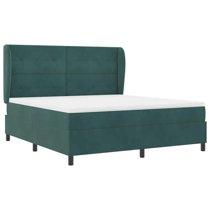Box spring seng med hovedgærde Mørkegrøn 200 x 180 cm Fløjl