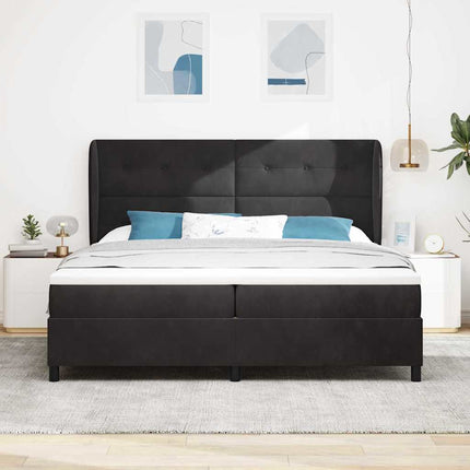 Box spring seng med hovedgærde Sort 200 x 200 cm Fløjl
