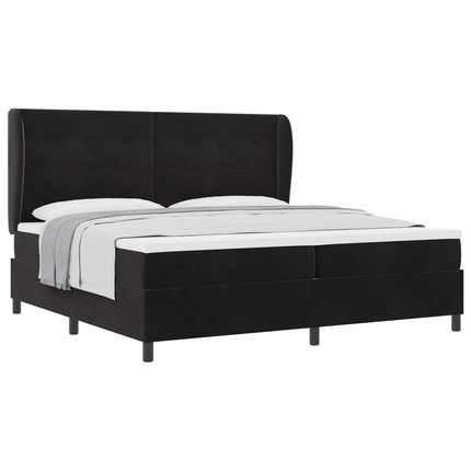 Box spring seng med hovedgærde Sort 200 x 200 cm Fløjl