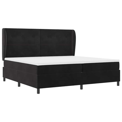 Box spring seng med hovedgærde Sort 200 x 200 cm Fløjl