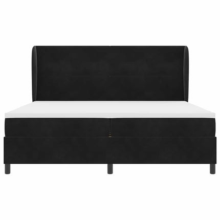 Box spring seng med hovedgærde Sort 200 x 200 cm Fløjl