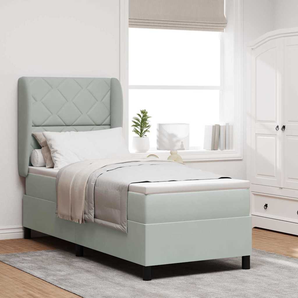 Box spring seng med hovedgrde Lysegr 200 x 80 cm Fljl