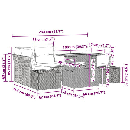 Havesofa Sæt 7 stk. Beige og creme