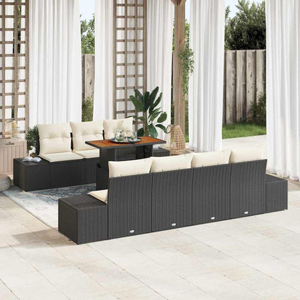Havesofa Sæt 8 stk. Sort polyrattan