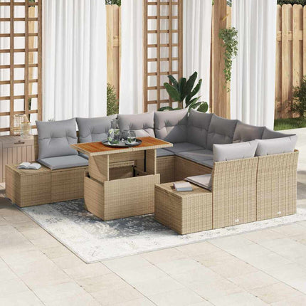 Havesofa Sæt 9 stk. Beige og grå