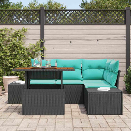 Havesofa Sæt 5 stk. 4-Antal sæder Sort polyrattan