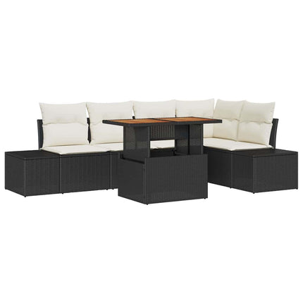 Havesofa Sæt 6 stk. Sort polyrattan
