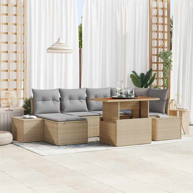 Havesofa Sæt 7 stk. Beige og grå
