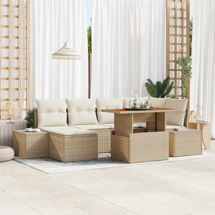 Havesofa Sæt 7 pcs Beige og creme