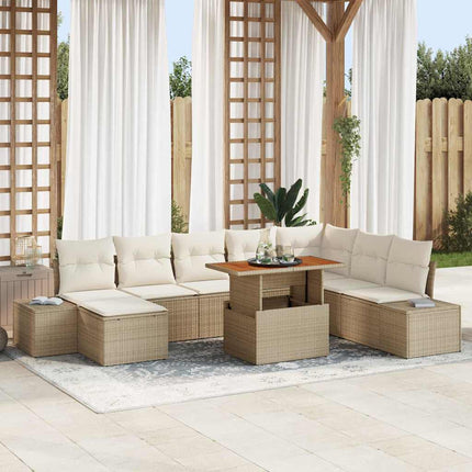Havesofa Sæt 9 pcs Beige og creme