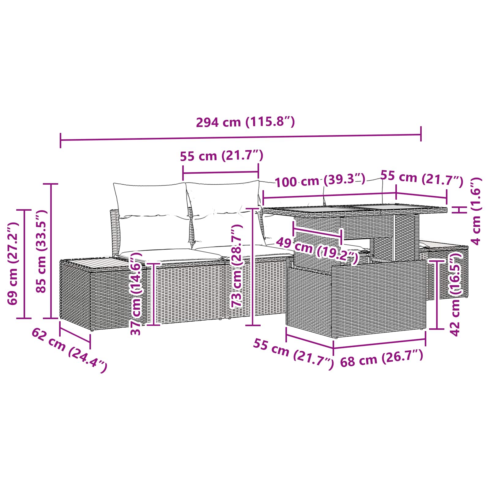Have Spisebordssæt med pude med pude 5 pcs Sort og Brunt