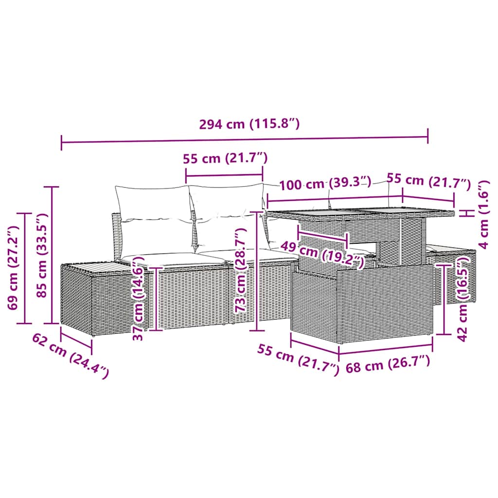Have Spisebordssæt med pude med pude 5 pcs Beige og creme