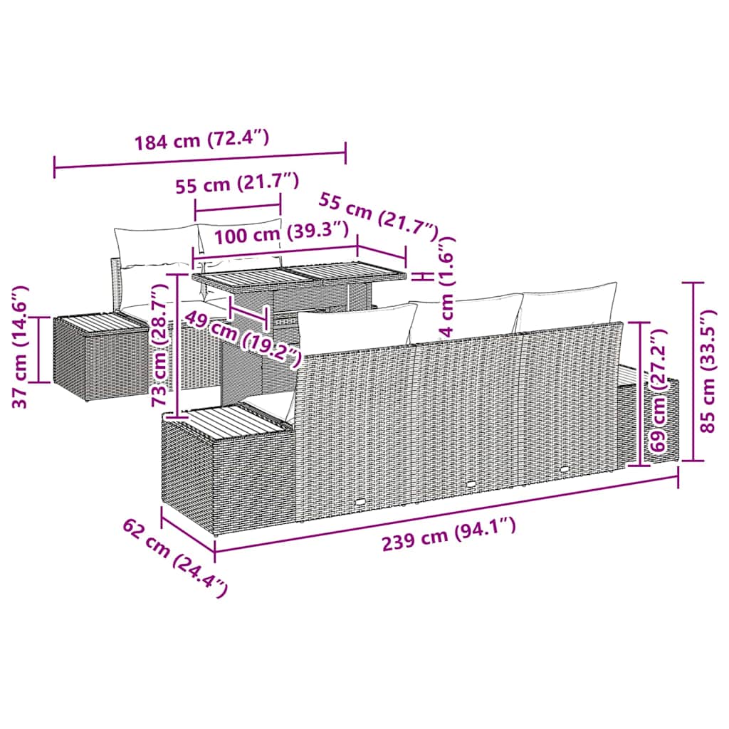 Have Spisebordssæt med pude med pude 6 pcs Beige og creme