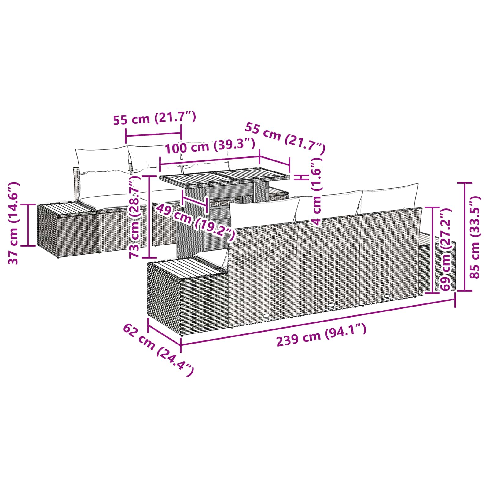 Have Spisebordssæt med pude med pude 7 pcs Sort og Brunt