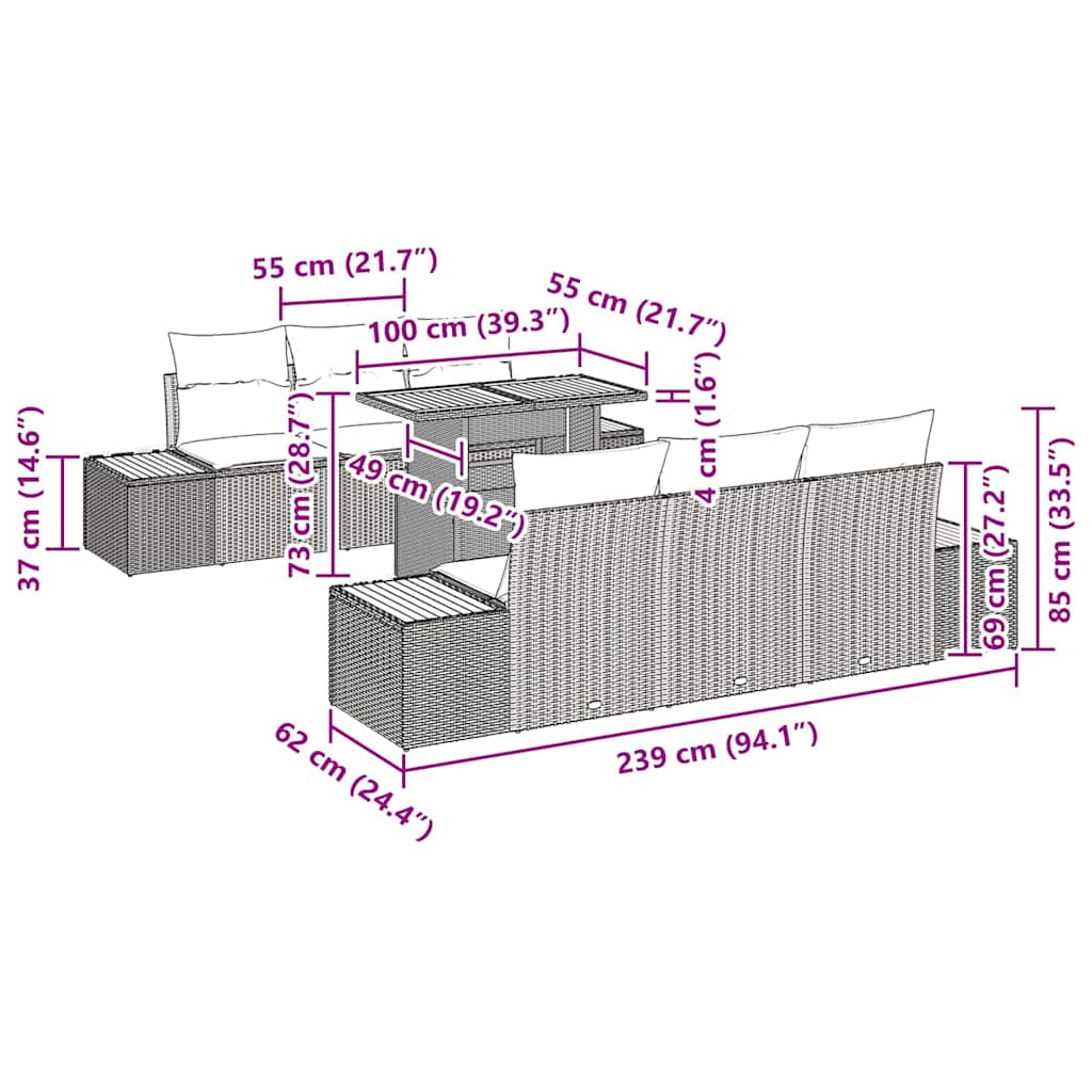 Have Spisebordssæt med pude med pude 7 pcs Beige og creme
