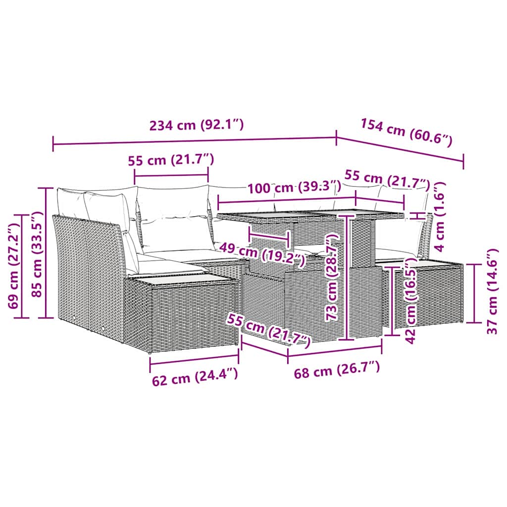 Have Spisebordssæt med pude med pude 9 pcs Grå og Brun