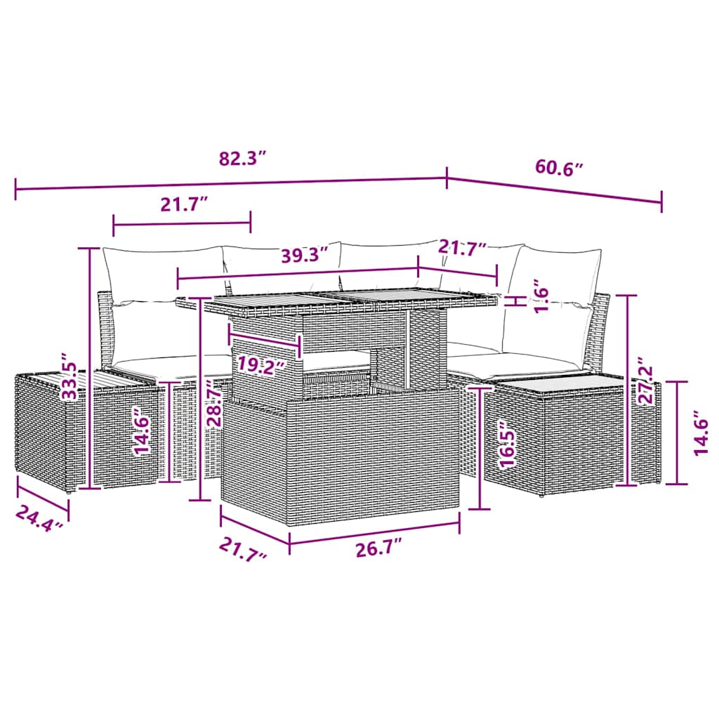 Have Spisebordssæt med pude med pude 5 pcs Sort og Brunt